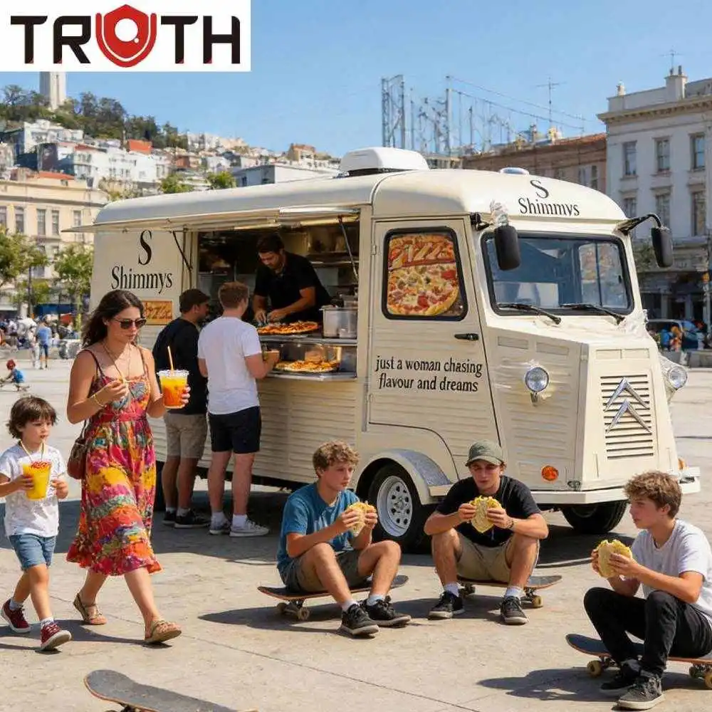 Carrello elettrico per fast food per pizza completamente attrezzato