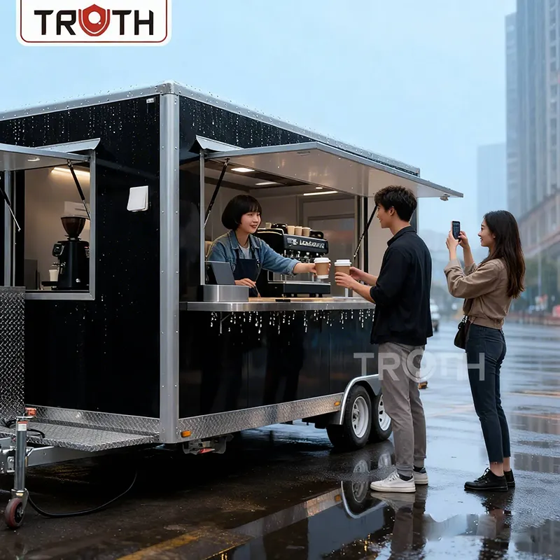 Carrello per caffè e cibo completamente attrezzato