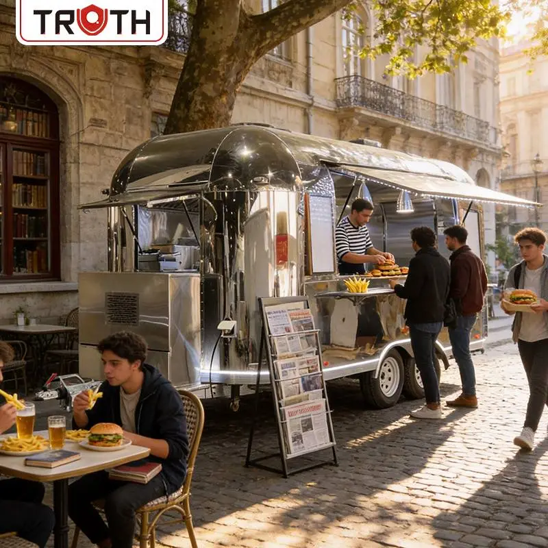 Carrello portavivande mobile per hamburger in acciaio inossidabile