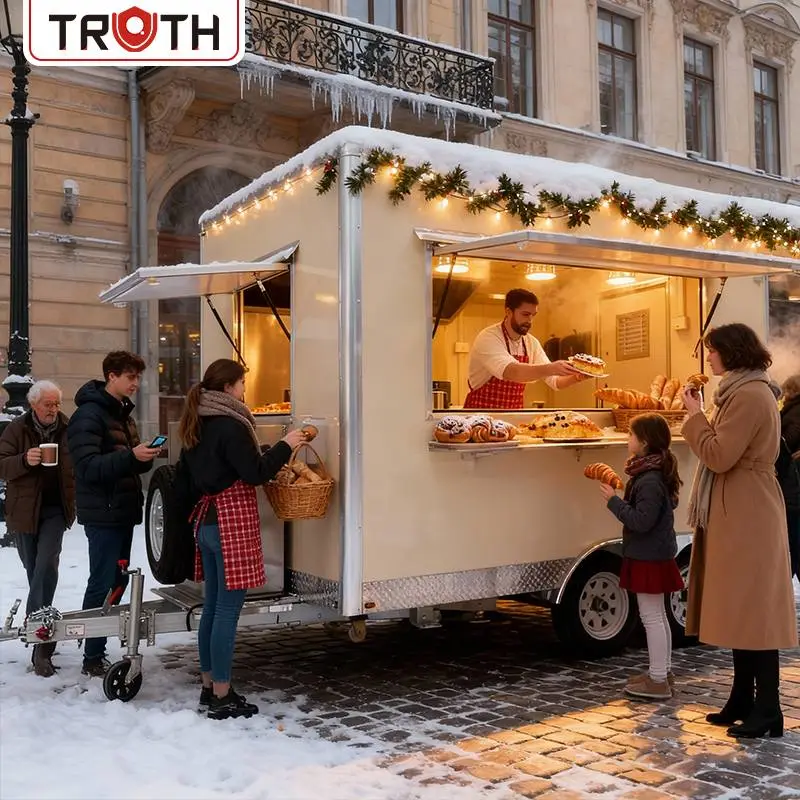 Rimorchio per alimenti da cucina mobile quadrato Hot Dog