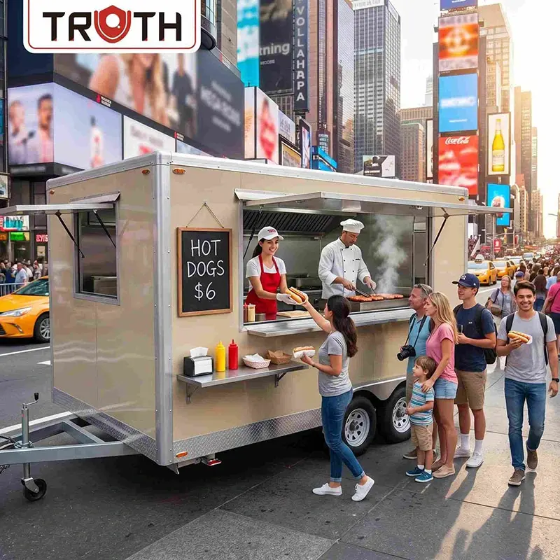 Rimorchio quadrato per camion di cibo per hot dog in vendita